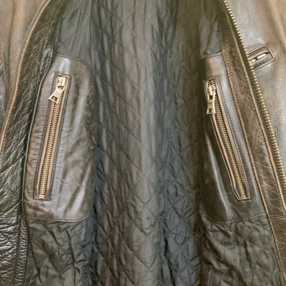 Banana Republic Brown Vintage Cafe Racer Motorcycle Leather Bomber Jacket XL T - Picture 11 of 17